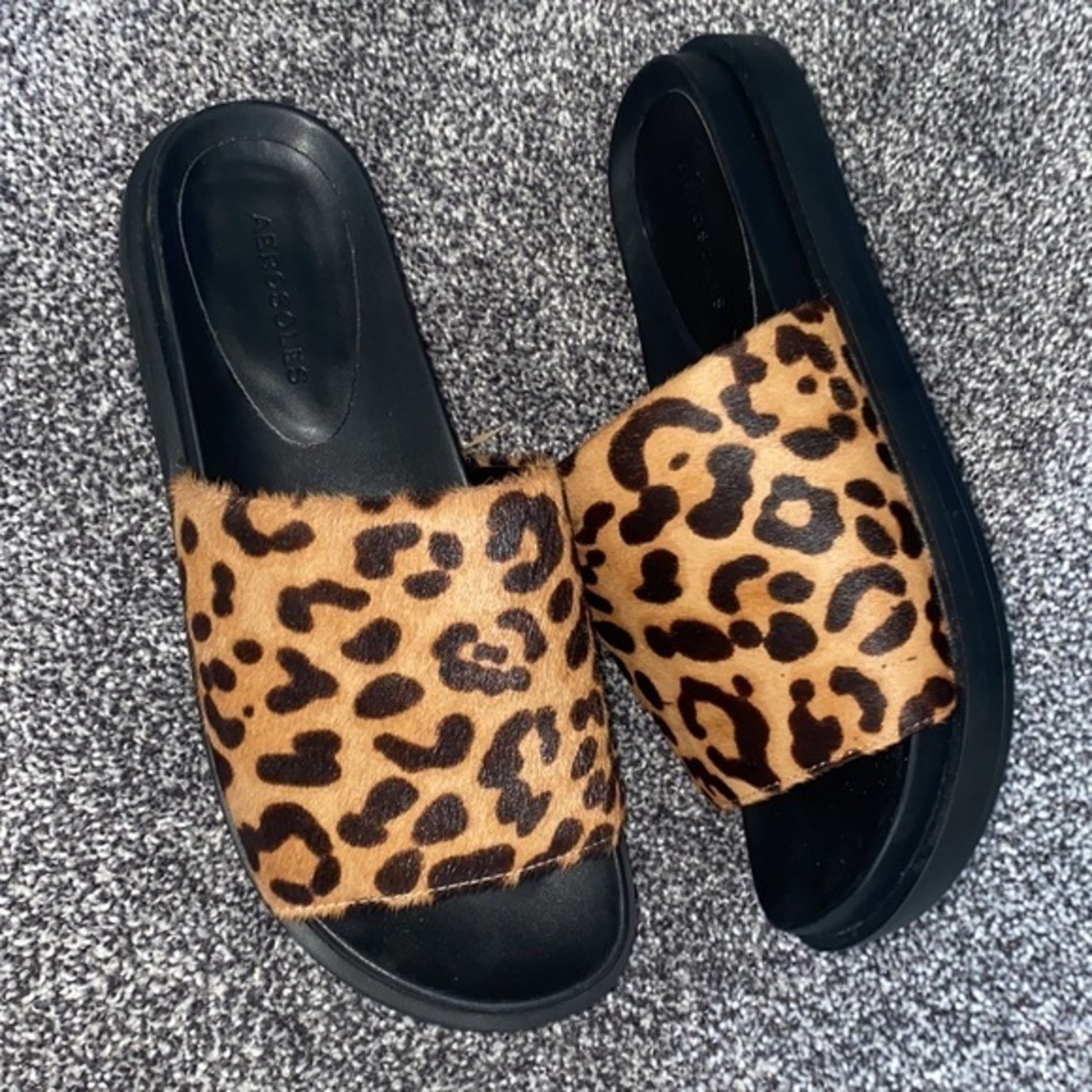 AEROSOLES Leopard Print Slide Sandals in Brown and Black - Picture 5 of 12